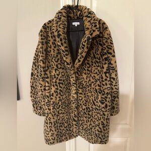 Gianni Bini Tan and Black Teddy Faux Fur Jacket